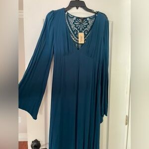 Forever 21 Teal Gown with Bell Sleeves